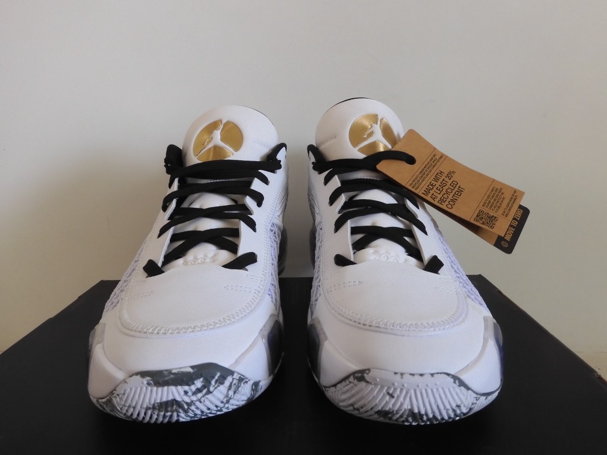 Nike Air Jordan XXXVIII 38 Low White-Metallic Gold-Black Sz 