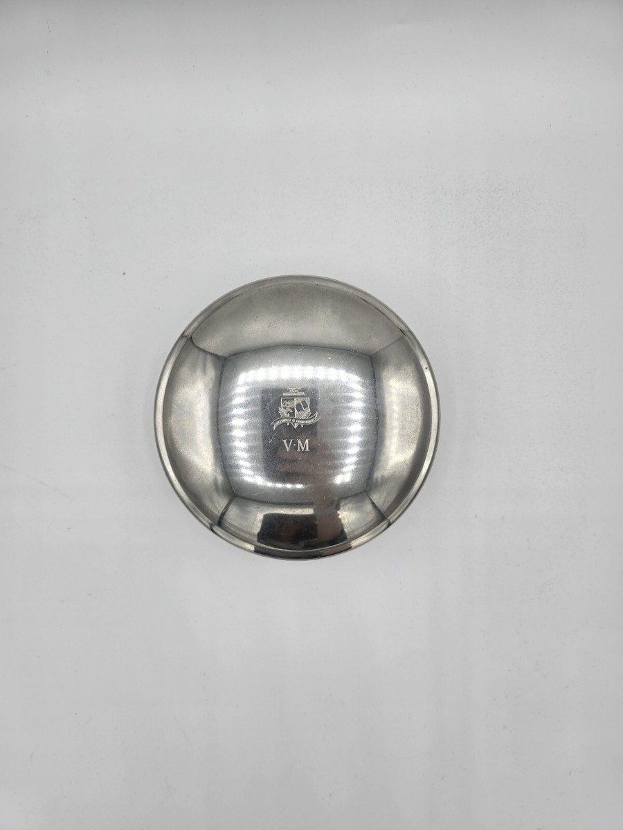 Tiffany & Co Polished Pewter Blue Velvet Insert Trinket Jewelry