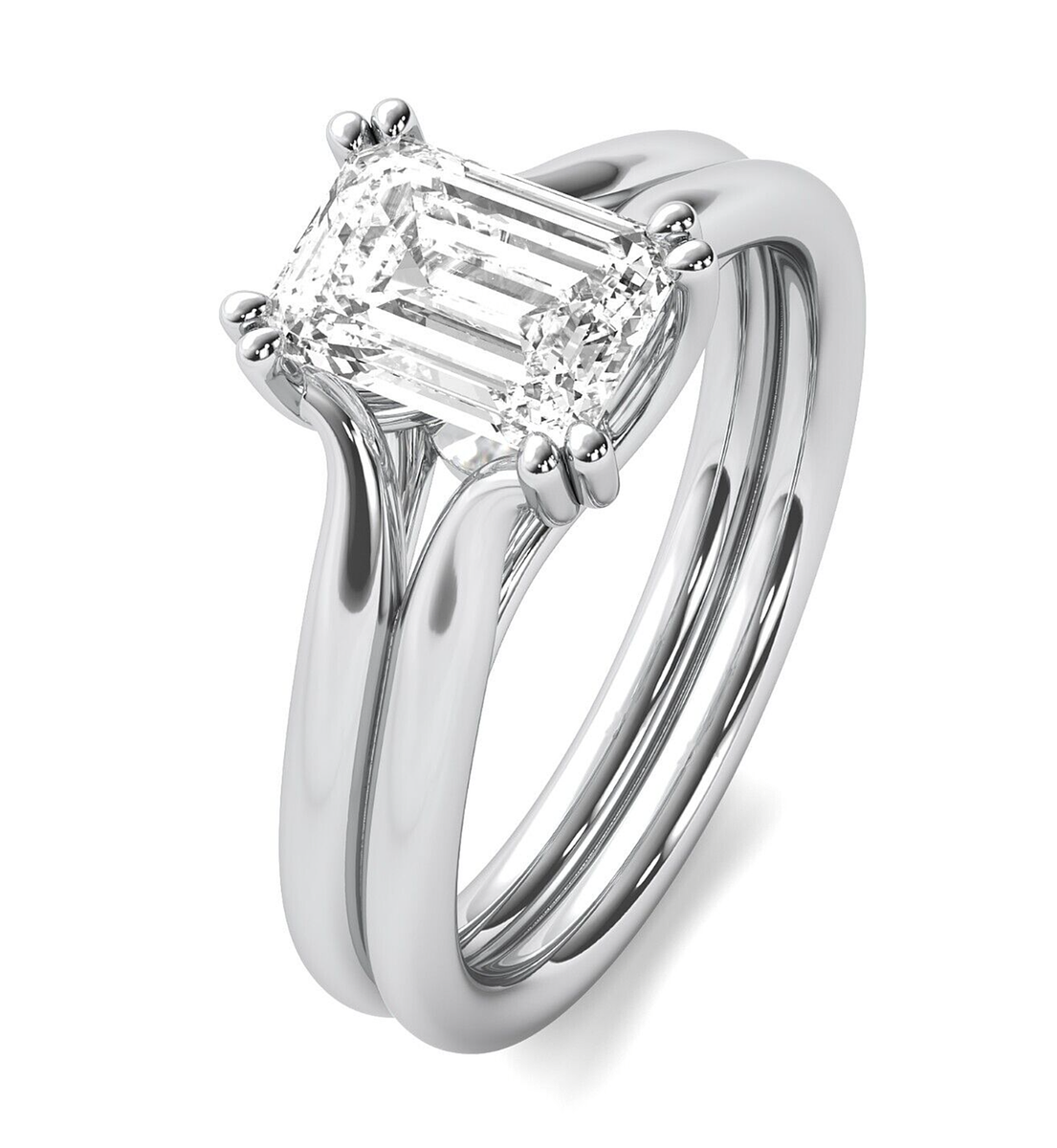 Emerald Cut Lab Grown Diamond Ring 5.05 CT G VS1 Solitaire Double 