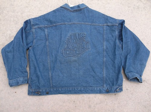 Vintage Tyca Jacket Men's 3XL Large Blue Denim Embossed Graphic USA Made Trucker - Picture 7 of 9