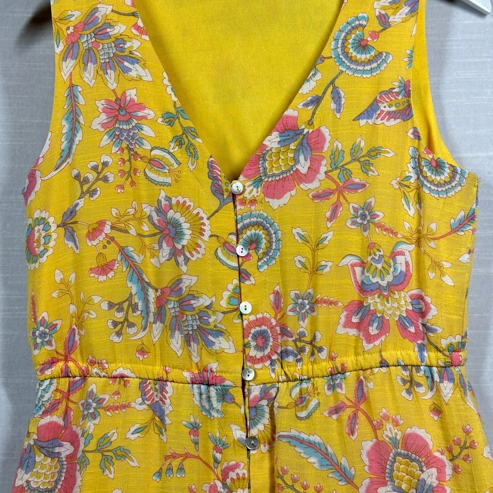 Vestido Nanette Lepore Amarillo Mujer 4 Amarillo Maxi Volantes Botones Floral Casa de Campo Foto 4 de 4