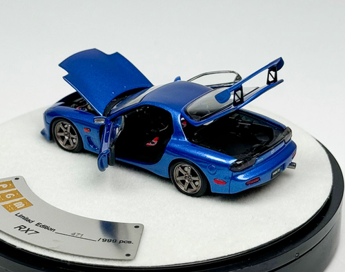 PGM 1:64 Blue JDM RX7 FD 3S Round Racing Sports Model Diecast Metal Car - Picture 4 of 13