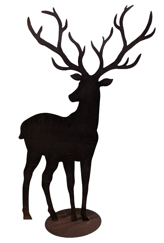 Cervo Renna in Metallo con Effetto Ruggine 120 cm Statua Decorazione Ferro