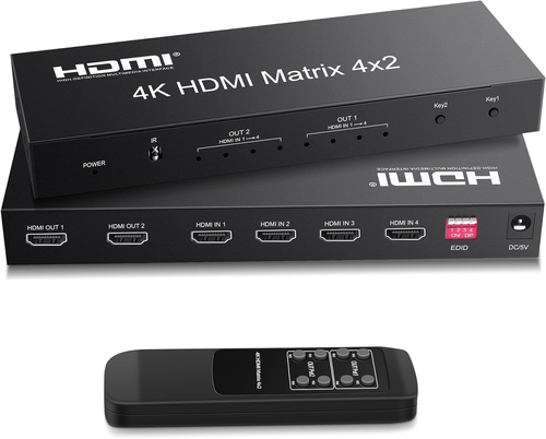 FERRISA 4X2 HDMI Matrix Switch,4 in 2 Out Matrix HDMI Video Switcher Splitter +O - Picture 10 of 12