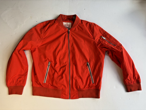 Levi's MA-1 Satin Bomber Jacket Orange Women XL Lined