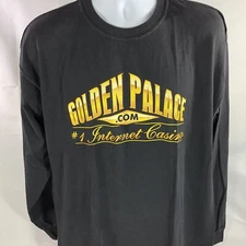 Golden Palace #1 Internet Casino Long Sleeve T Shirt Double Sided XL Black Tee