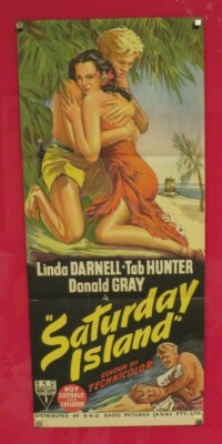 SATRUDAY ISLAND ORIGINAL 1952 CINEMA RKO DAYBILL FILMPLAKAT Linda Darnell RAR
