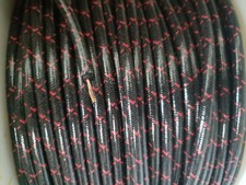 7mm Copper Core Braided Cloth Black With Red Tracers Spark Plug Wire Diy Foot