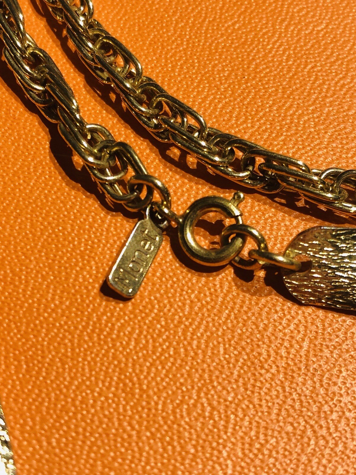 Vintage Gold Plated Chain Necklace Gem