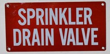Sprinkler Drain Valve Sign Aluminium , RED 3X6 -REF24-1027