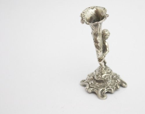 Antique solid silver Rococo miniature vase German C.1900 - Picture 8 of 10