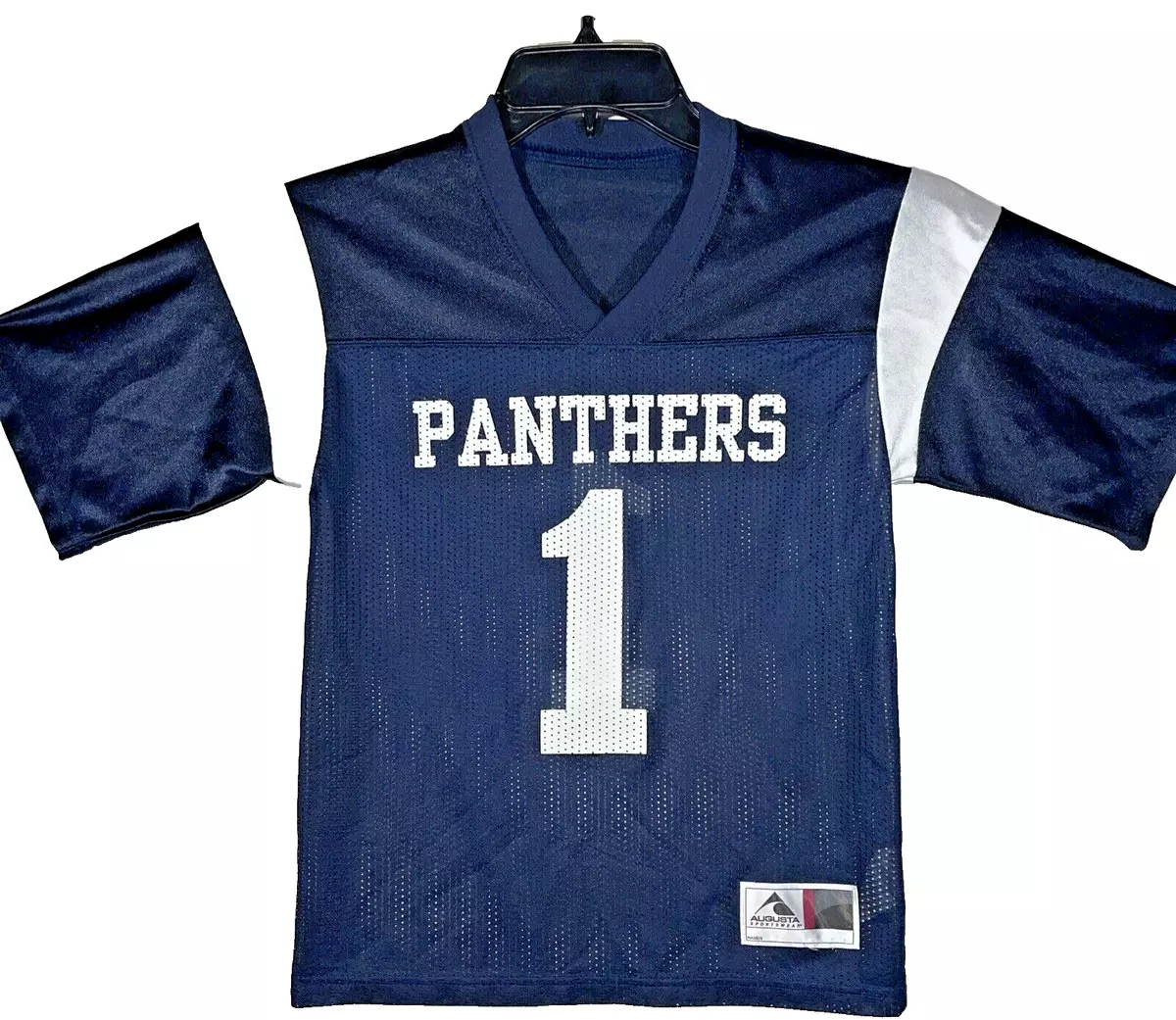 Augusta Sportswear Youth Small Navy/White #1 PANTHERS Mesh Football Jersey  NWOT