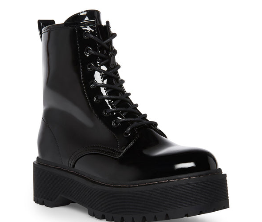 Steve Madden Bettyy1 Black Patent Women's Betty Combat Boot