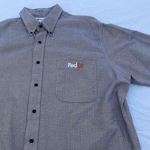 Fedex Men S Xl Button Front Work Uniform Shirt Short Sleeve Stan