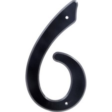 4" Nail-On Black Plastic House Number 6  Mailbox Number
