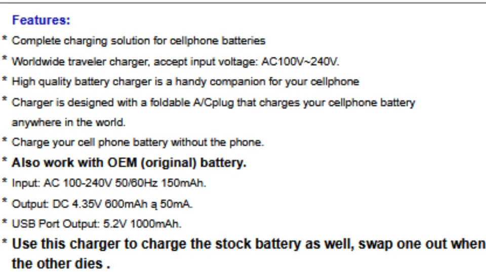 Superior Quality Displaceable Quick Home Battery Charger for Casio Exilim C721 - Image 3 of 3