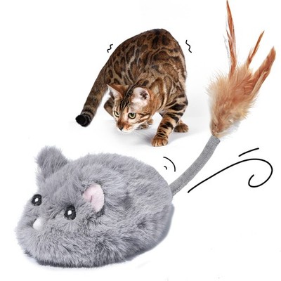 Automatic Cat Toy Cat Mouse Toy Moving Cat Toy with Furry Tail Boredom Buster...