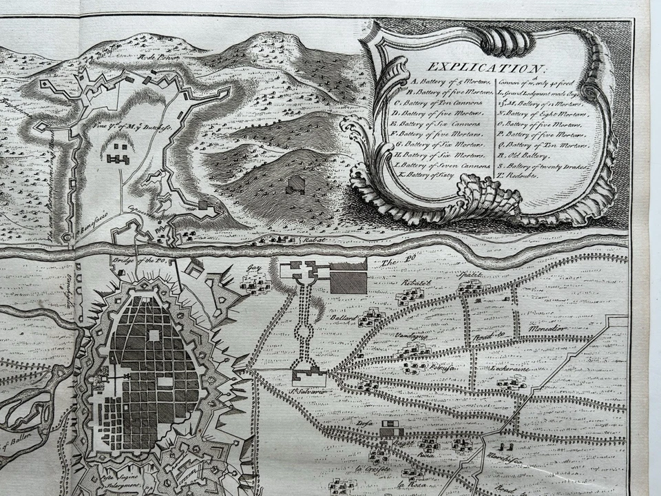 1706 Siege of Turin Battle Plan Torino Italy Antique City Map - Image 3 of 4