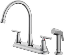 HURRAN 2-Handle Kitchen Faucet w/ Pull-Out Sprayer Nickel