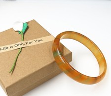 Natural Variation 68 mm Two-tone Yellow Green Agate Chalcedony Jade Bracelet Box