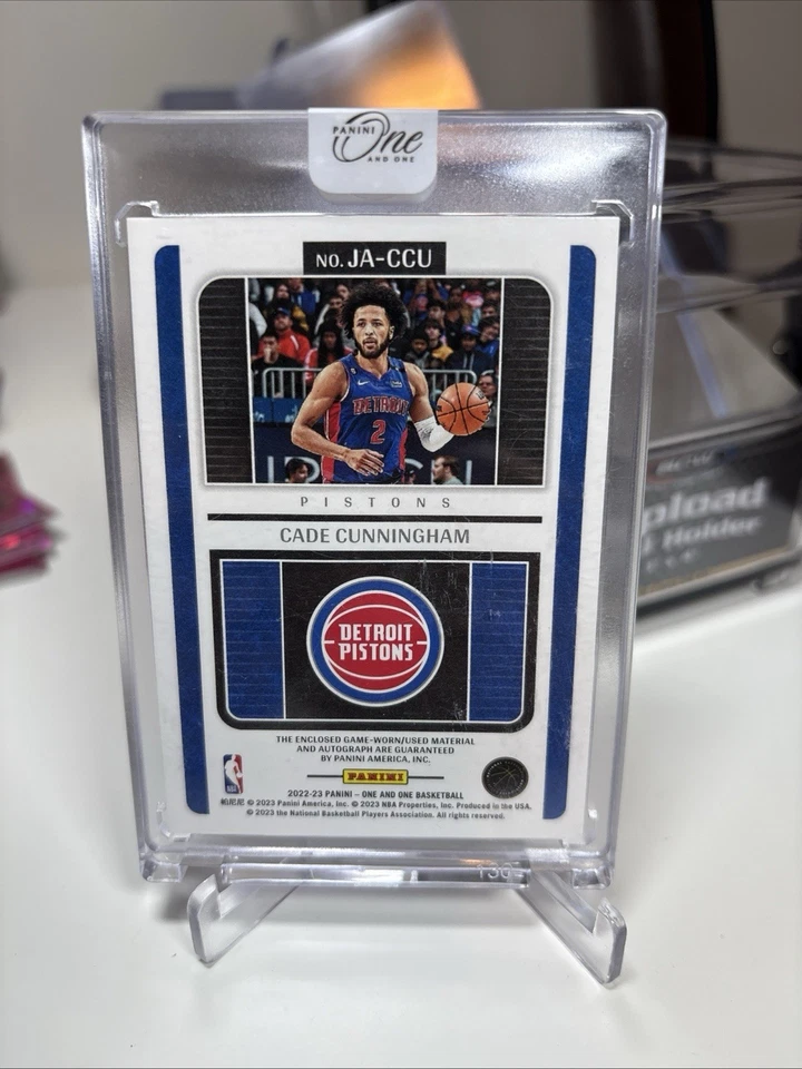 2022-23 PANINI- ONE AND ONE BASKETBALL CADE CUNNINGHAM Game Worn Patch Auto /49 - Image 2 of 4
