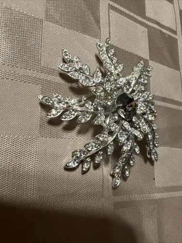 Sarah Coventry Abend Schneeflocke große rauchige Strass Brosche Anstecknadel 812 Vintage - Bild 7 von 11