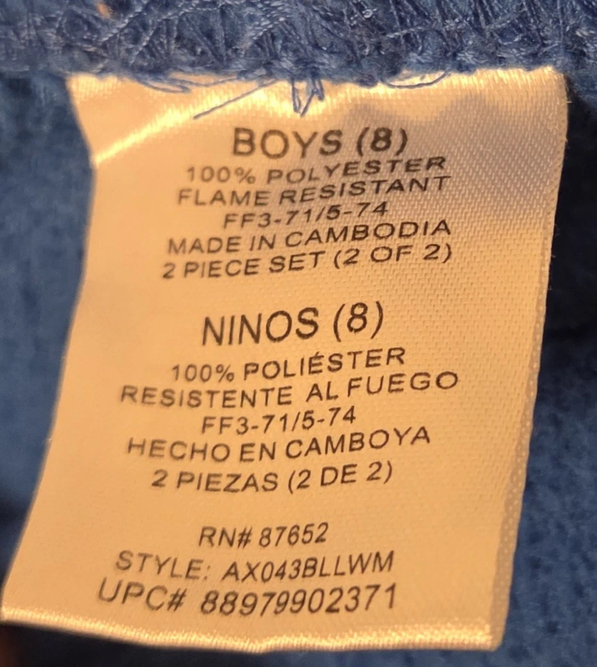 Marvel Avengers Age of Ultron Boys Pajama Set Size 8 Blue Fleece 2-Piece... - Image 4 of 4