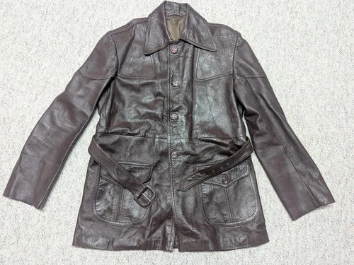 vintage 1970s soft leather BELTED trenchcoat 38 brown SHERLOCK jacket S image 7