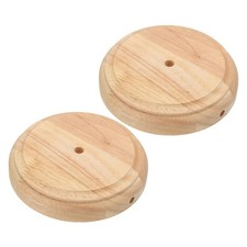 PATIKIL 6" x 1.3" Wooden Lamp Base, 2pcs Round Solid Wooden Base Wood Desk La...
