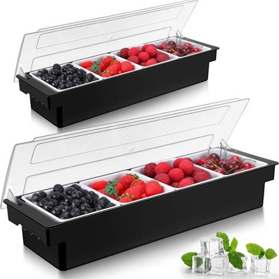 2 Pcs Ice Cooled Condiment Serving Container Chilled Garnish