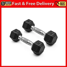 CAP Barbell, 5Lb Coated Rubber Hex Dumbbell, Pair