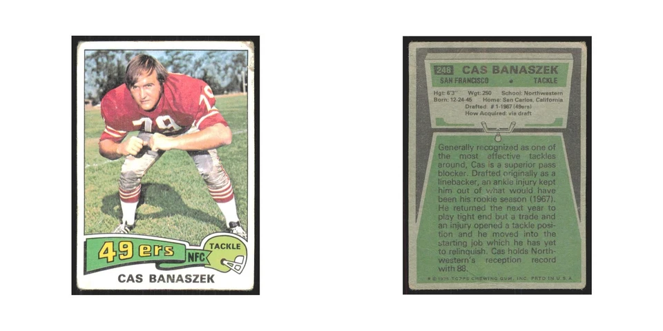 1975 Topps Cas Banaszek 49ers #248.0 - Image 3 of 3