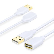 Costyle USB Extension Cable White, 2-Pack 2.0 6ft/2m Type A Male 6FT, White