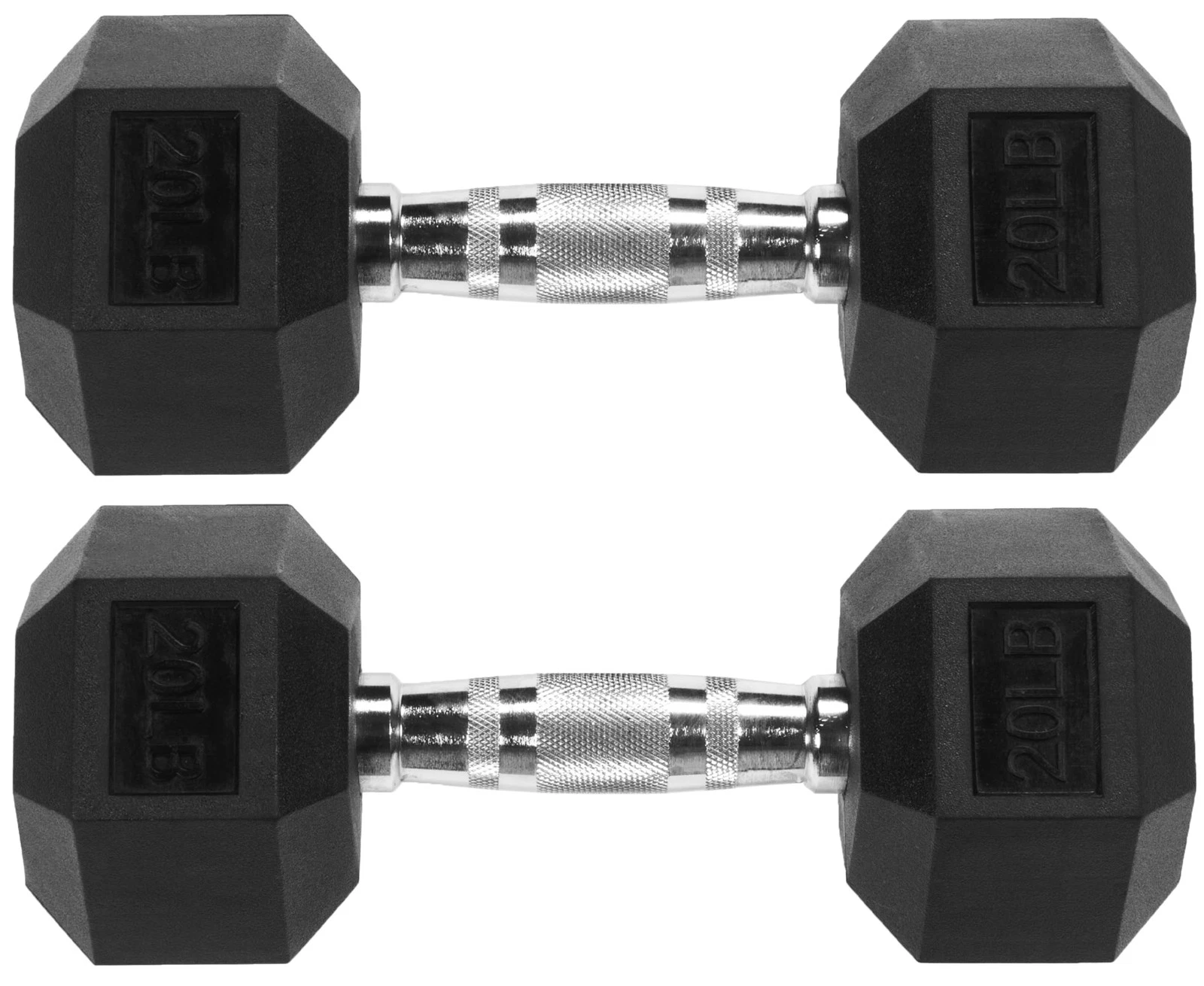 20LB Pair Hex Dumbbells Rubber Coated Hand Weights for Exercises and Fitness