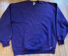 Russell Athletic Men's Purple XL Crew Neck Fleece Sweatshirt Cotton Blend Logo