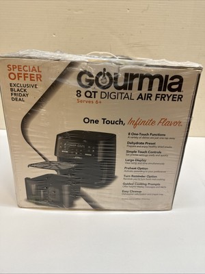 New Gourmia 8-Quart Digital Window Air Fryer, with 8 One-Touch Functions, Black