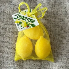 Vintage Etienne Cinqueterre Lemon Scented Soaps Set of 3 Mesh Bag Italian Made