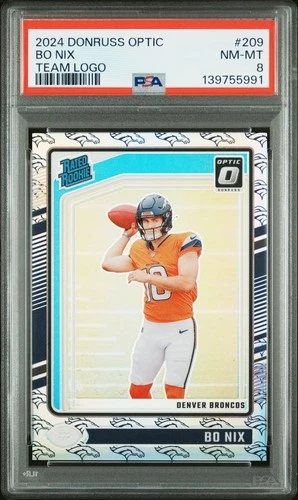 2024 PANINI DONRUSS OPTIC TEAM LOGO #209 BO NIX 13/32 PSA 8