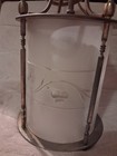BRASS PENDANT HANGING LIGHT FIXTURE with FROSTED ETCHED CYLINDER SHADE VINTAGE — photo 2