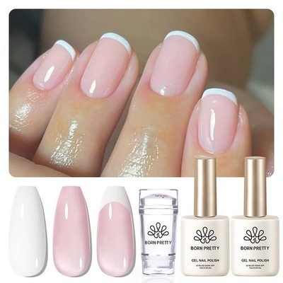 Born Pretty French Manicure Kit, Nail Stamper Milky Pink,White,Nail 