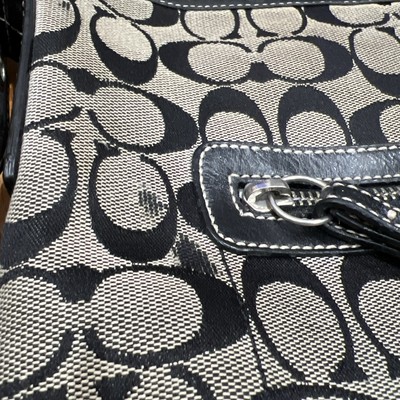 Coach 9362 Signature Soft Slim Duffle Shoulder Bag Gray & Black
