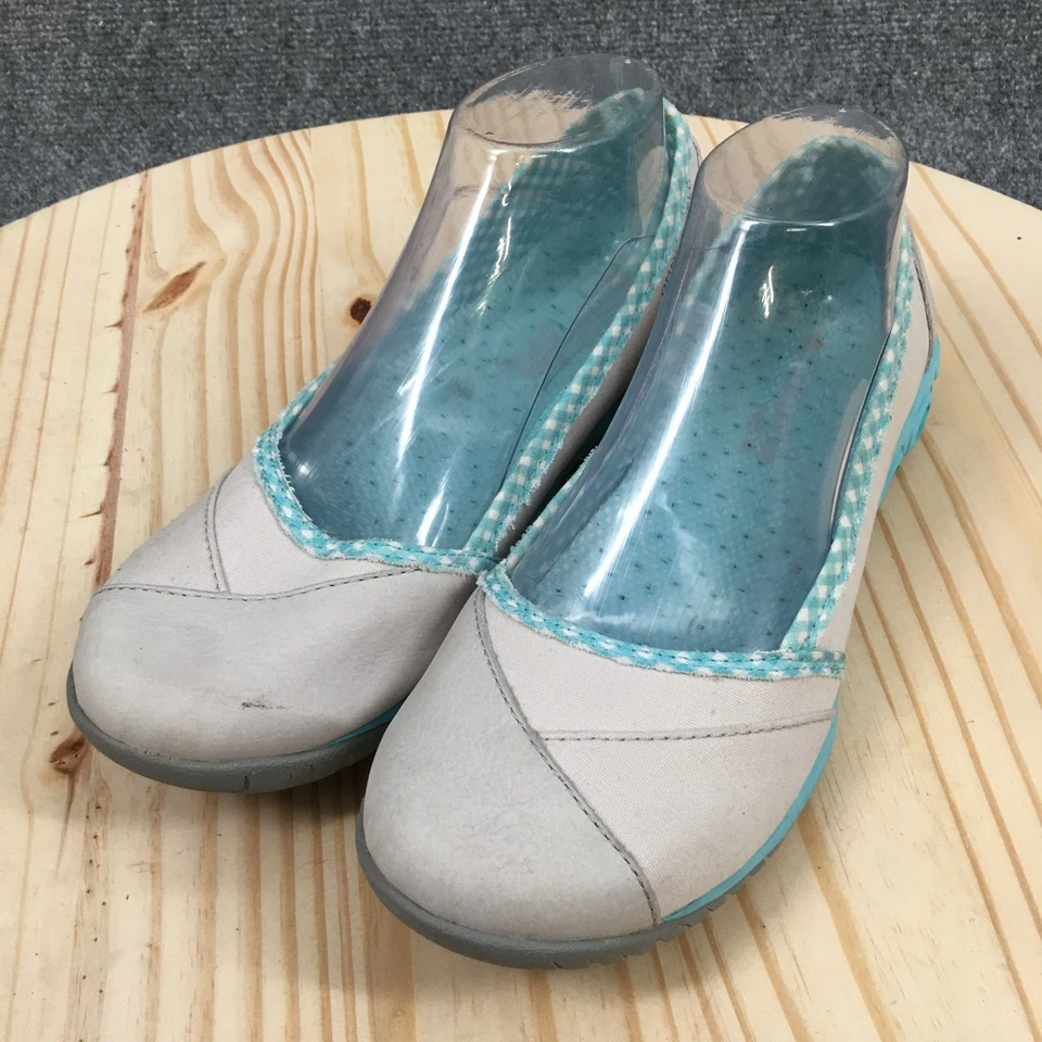 Columbia Zapatos Mujer 8.5 PFG Sunvent Sin Cordones Ballet Pisos Gris Azul Cuero Foto 3 de 4