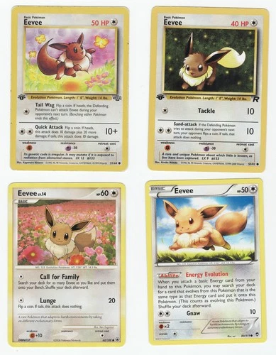 Pokémon TCG Eevee LOT of 4, incl. two 1st Edition cards