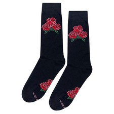 NWT Big Rose Dress Socks Novelty Men 8-12 Black Crazy Fun Sockfly