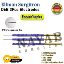 Ellman Surgitron D6B Insulated Needle Electrodes 3Pcs Set Reusable Tungsten Tip