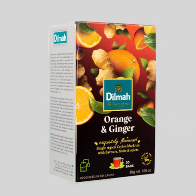 Dilmah Ceylon Black Tea Orange & Ginger 20 Tea Bags 30g BOPF Medium Caffeine