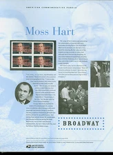 #3882  37c Moss Hart Stamp USPS #726 Commemorative Panel