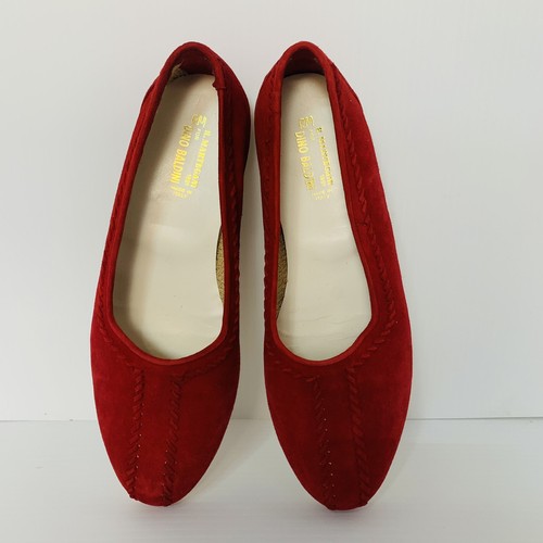 Romano Martegani By Dino Baldini Suede Italian Loafers Red Shoes Size 9-D - Picture 3 of 8
