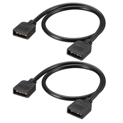 2 PCS 3 Pin ARGB Splitter Cable Extension Connector Female to Female 30cm Length