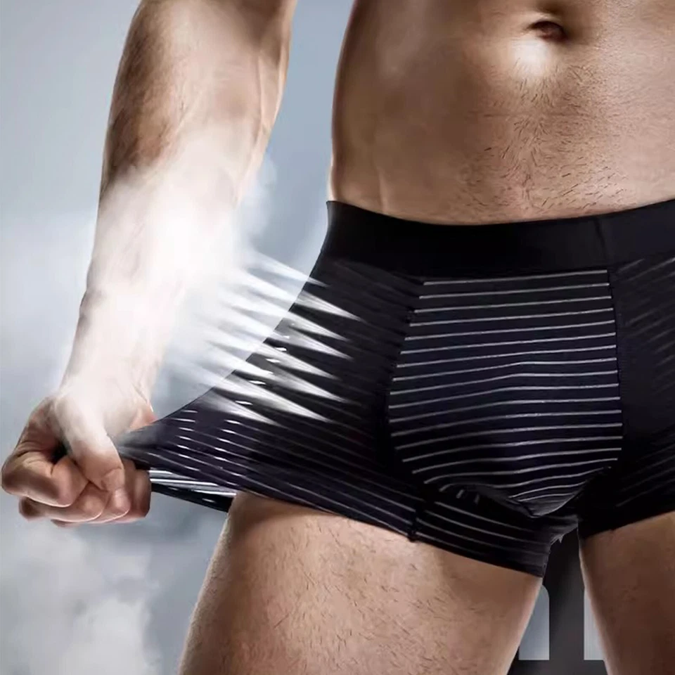 Cuecas boxer masculinas transparentes shorts masculinas macias tronco transparente - Imagem 4 de 4